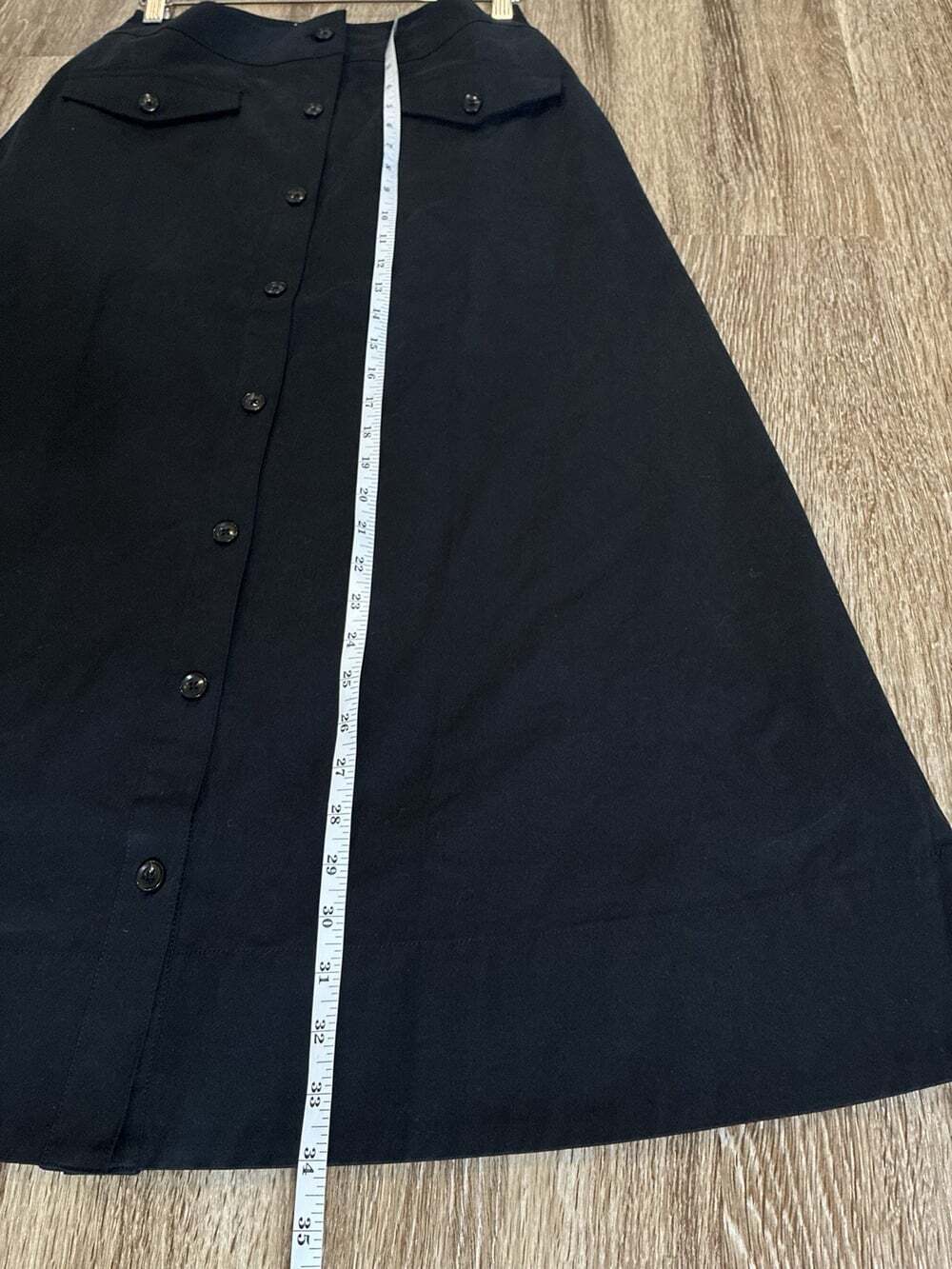 Tuckernuck Kenya A-Line Cotton Midi Skirt in Black Size 6 Pockets Buttons - Picture 5 of 7